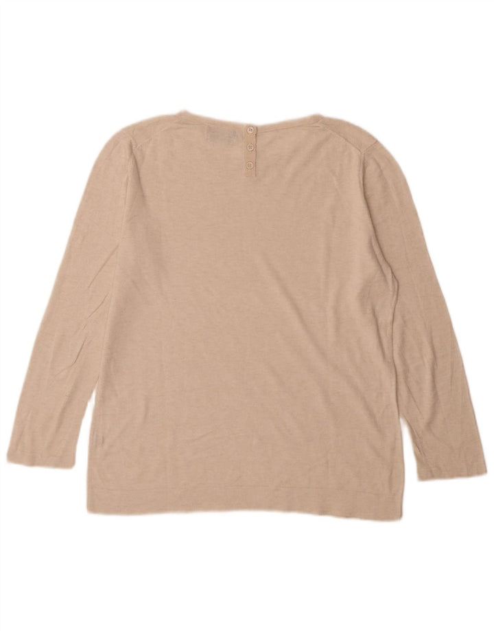 Massimo Dutti Top oversize da donna a maniche lunghe UK 16 Large in cotone beige