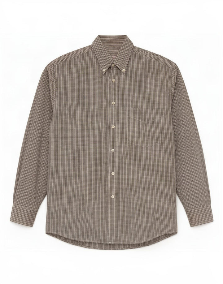 Camicia da uomo Stefanel grande in cotone a quadri beige