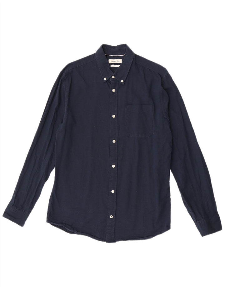 Camicia slim fit da uomo Jack & Jones in cotone blu navy medio