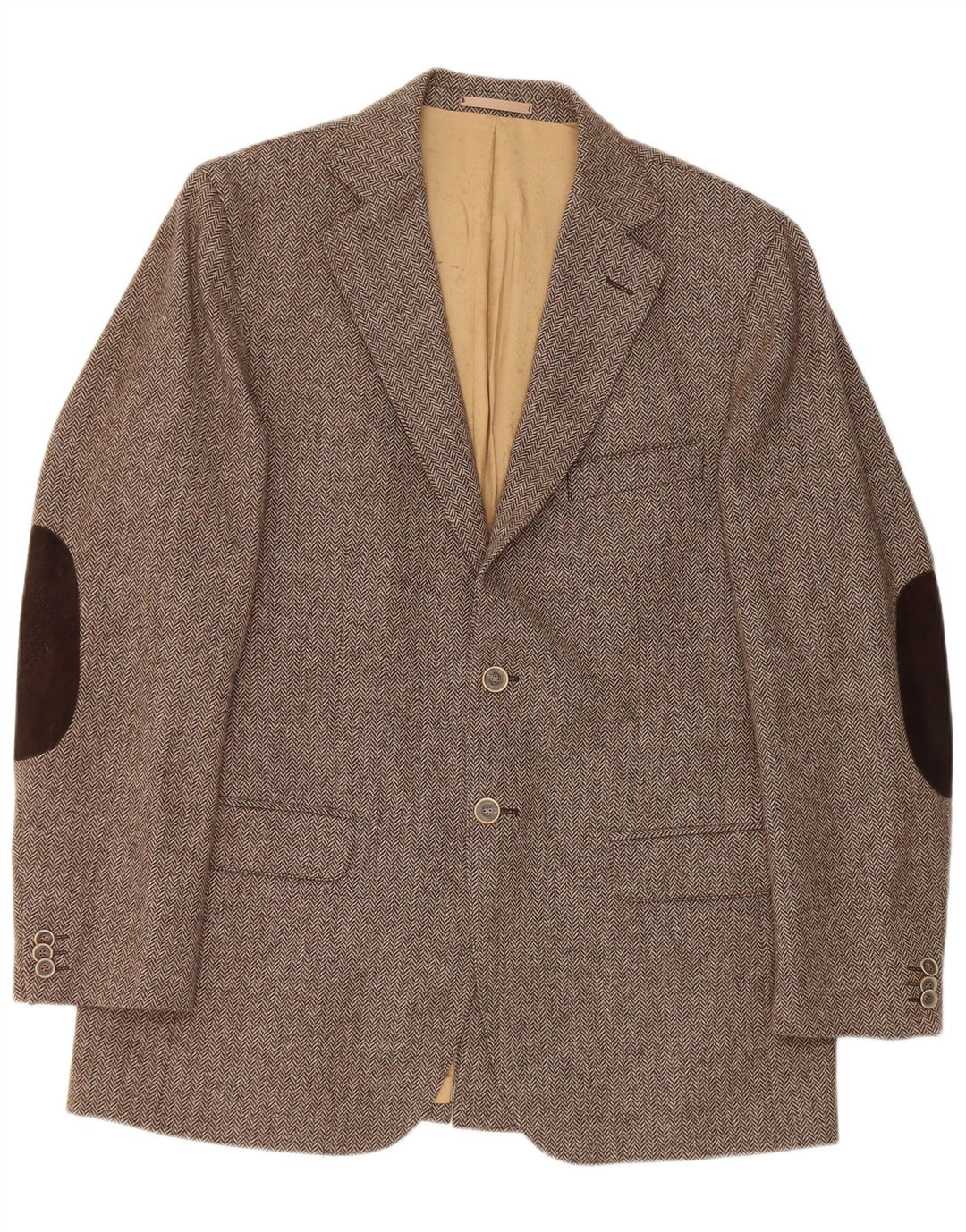 Giacca blazer da uomo a 2 bottoni Massimo Dutti EU 52 grande spina di pesce marrone