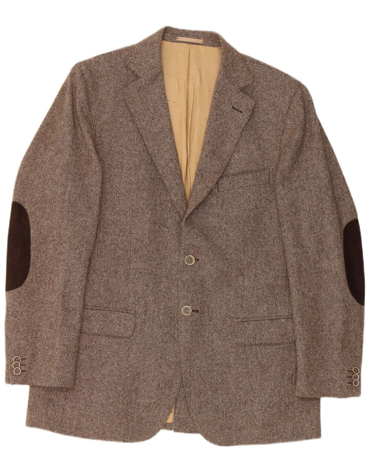 Giacca blazer da uomo a 2 bottoni Massimo Dutti EU 52 grande spina di pesce marrone