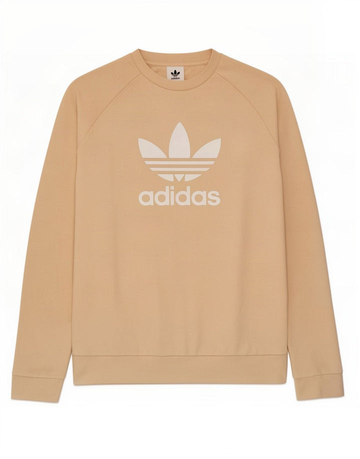 Felpa grafica da uomo Adidas Felpa in cotone beige medio