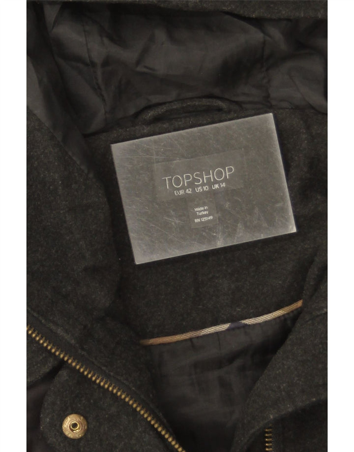 Giacca trapuntata con cappuccio da donna Topshop UK 14 grande poliestere nero