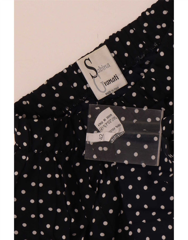 Mini gonna a pieghe vintage da donna IT 42 media W26 blu navy a pois