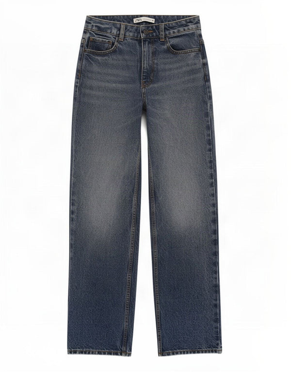 Zara Womens Straight Jeans EU 34 2XS W24 L30 Blue Cotton