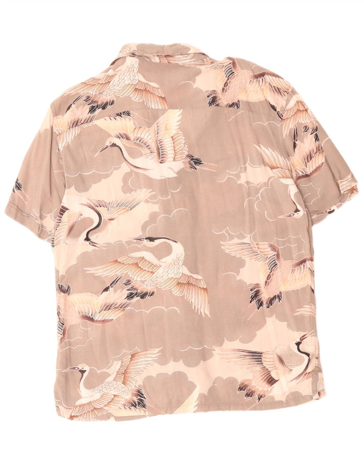 Camicia a maniche corte da uomo All Saints, grigio medio, stampa animalier in viscosa