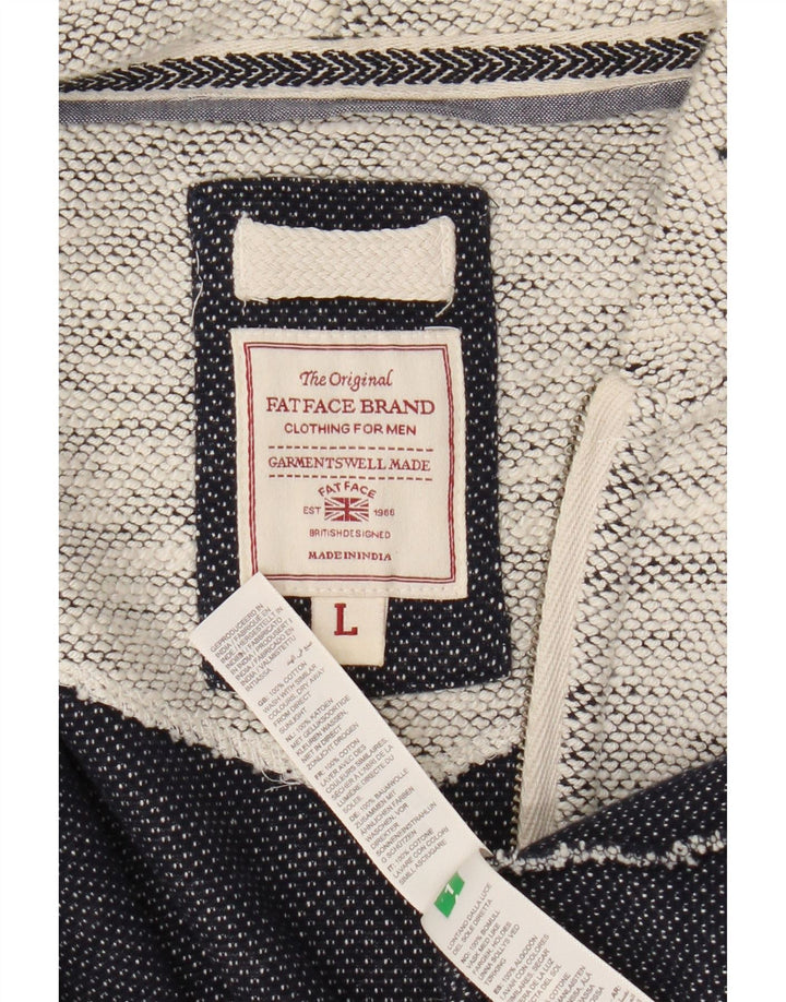 Felpa con cappuccio e zip da uomo Fat Face, grande cotone chiazzato grigio