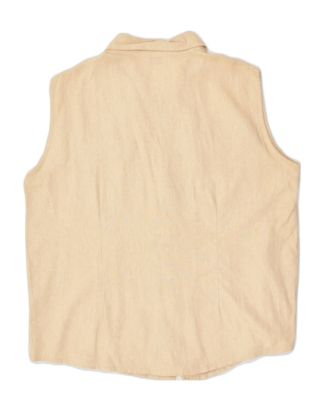 VINTAGE Womens Sleeveless Shirt UK 12 Medium Beige Linen | Vintage Vintage | Thrift | Second-Hand Vintage | Used Clothing | Messina Hembry 