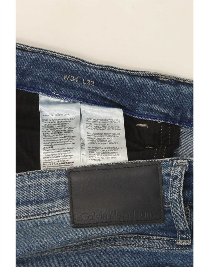Jeans slim da uomo Calvin Klein W34 L32 cotone blu