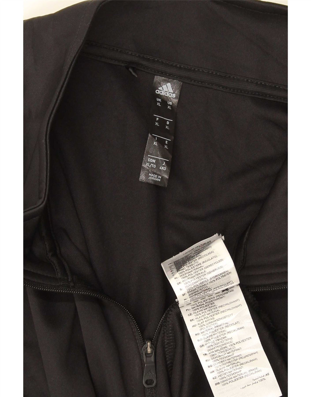 Top Adidas da uomo con zip e collo a maniche lunghe XL in poliestere nero