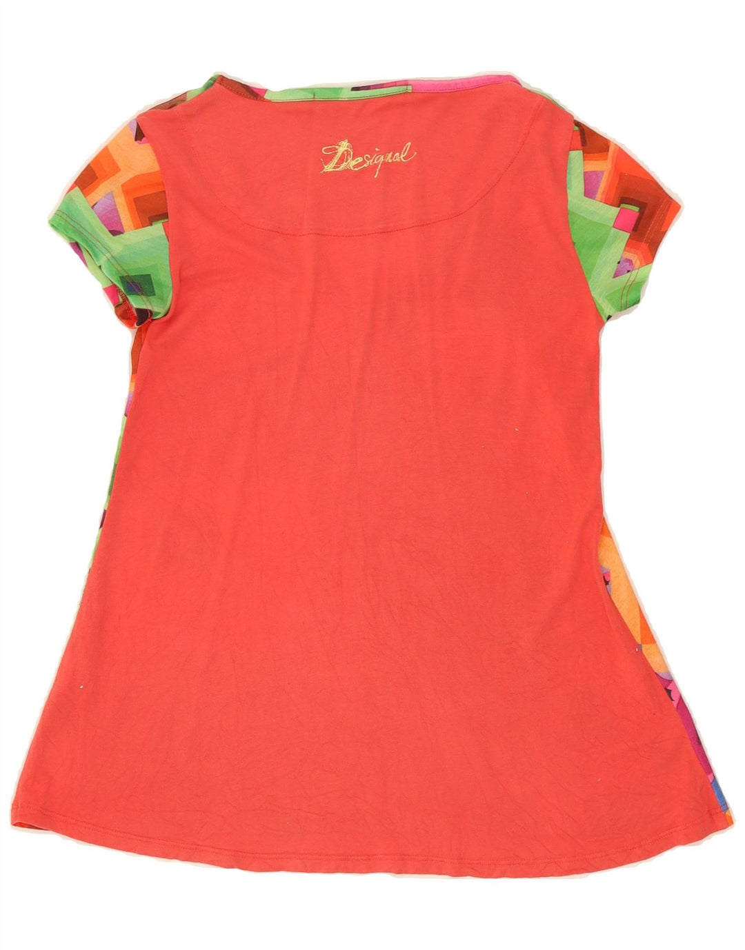 DESIGUAL Womens Graphic Tunic Top UK 4 XS Red Geometric Vintage Desigual and Second-Hand Desigual from Messina Hembry 