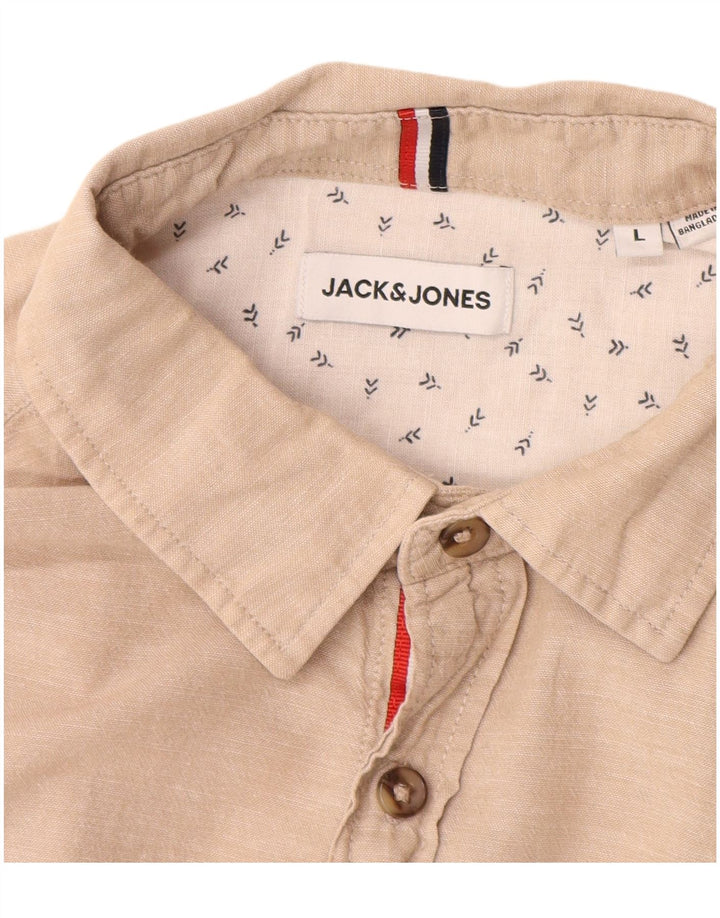 Camicia da uomo Jack & Jones grande in cotone beige