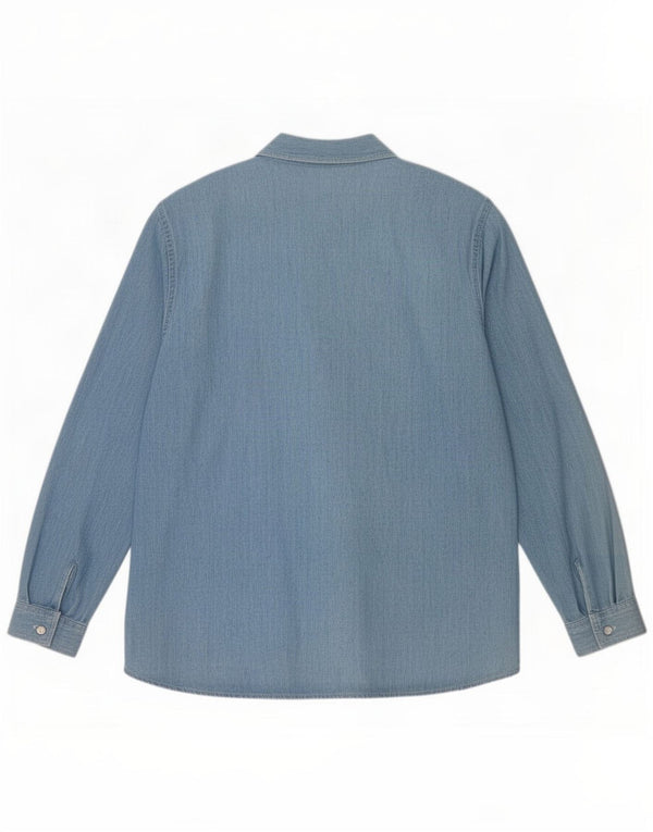 Camicia di jeans vintage da donna UK 14 grande cotone blu
