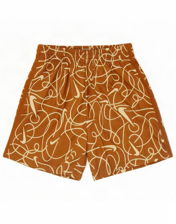 Nike Mens Dri Fit Abstract Pattern Sport Shorts Small Brown Polyester