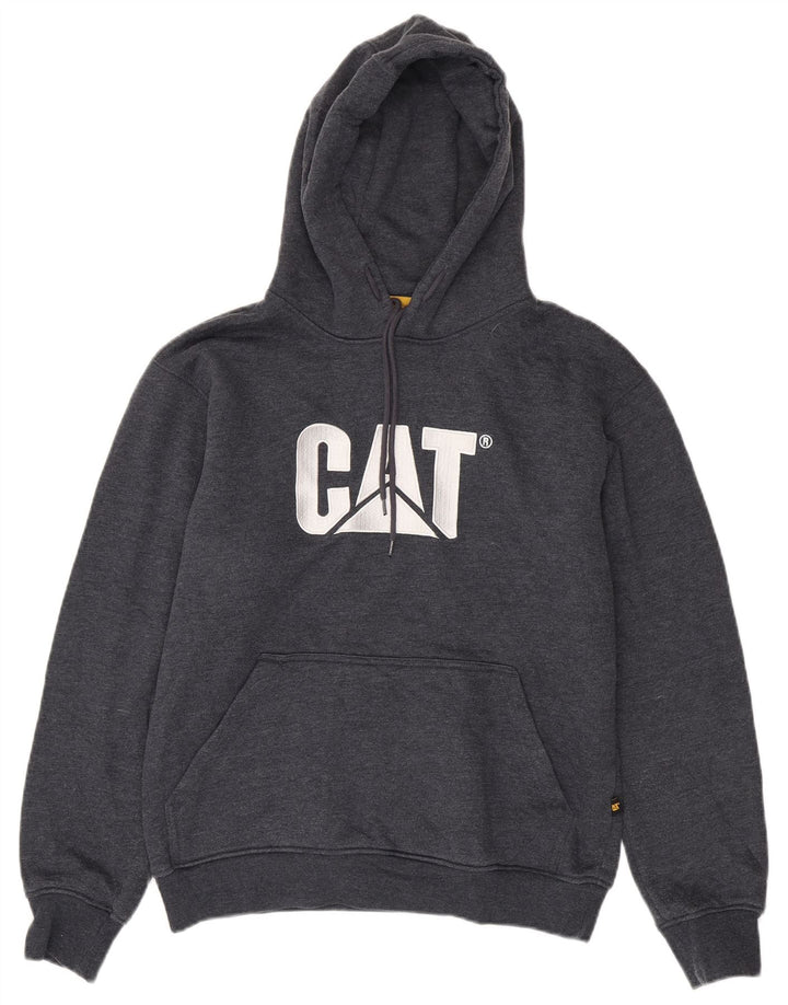 Maglione con cappuccio grafico da uomo CAT in cotone grigio medio