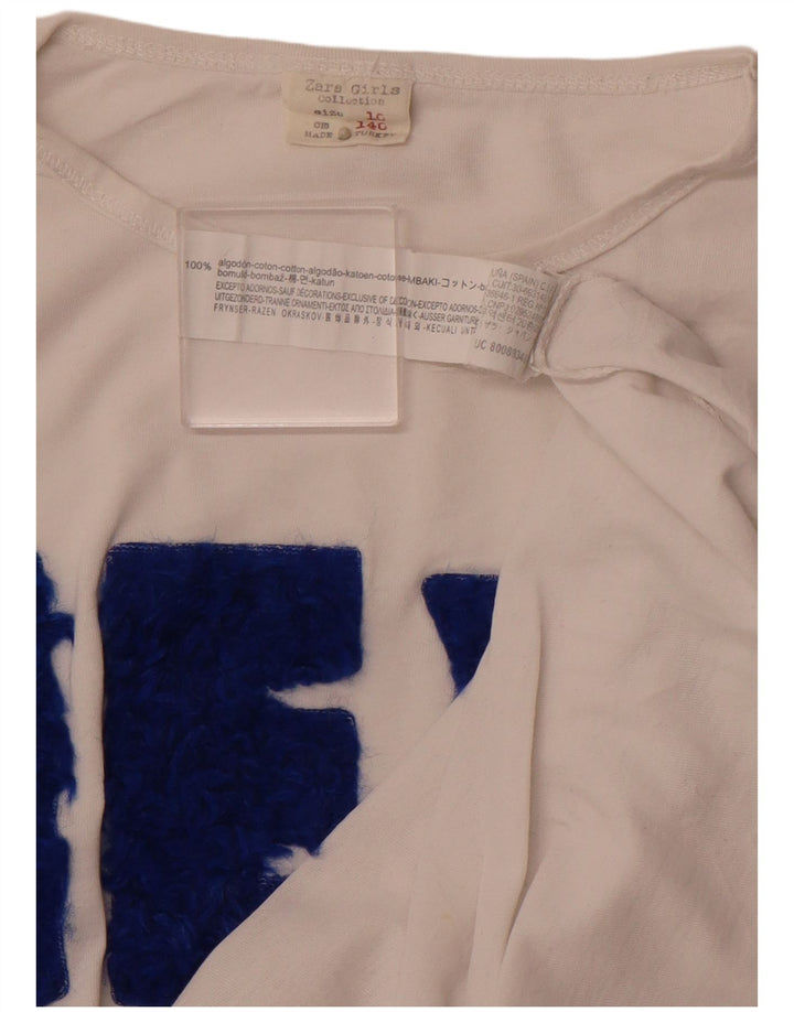 Top grafico per bambina ZARA manica lunga 9-10 anni cotone bianco