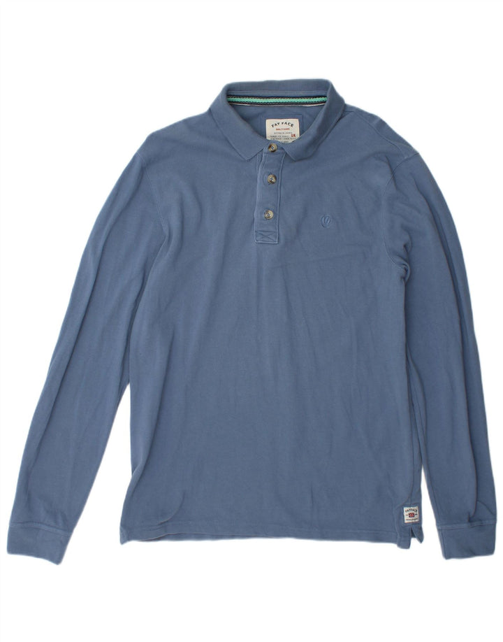 Polo da uomo a maniche lunghe Fat Face in cotone blu medio