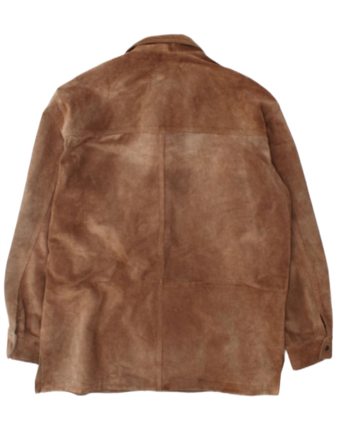 Camicia da uomo vintage in pelle scamosciata IT 52 grande in pelle marrone
