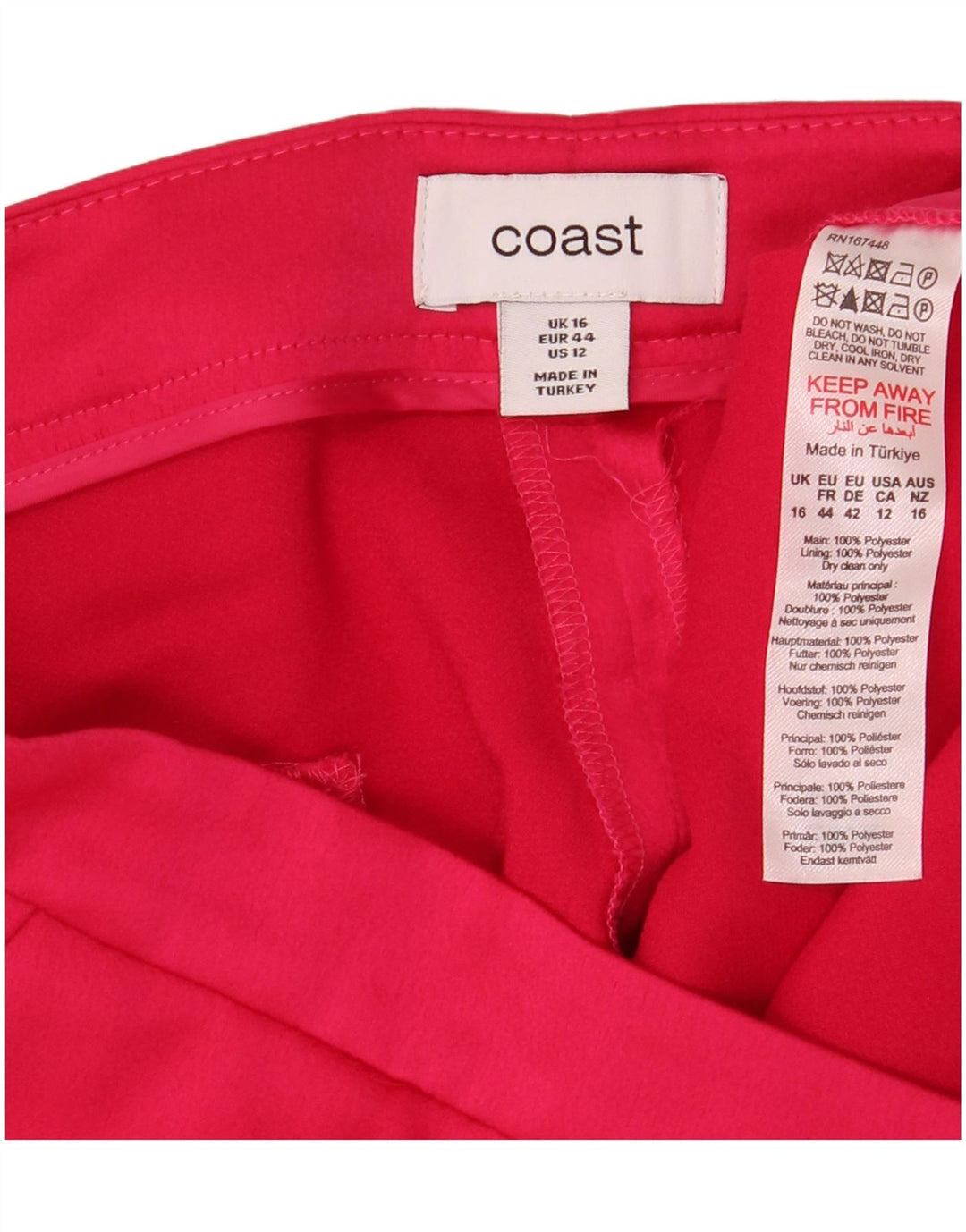 Pantaloni chino bootcut da donna Coast UK 16 Large W36 L32 poliestere rosa