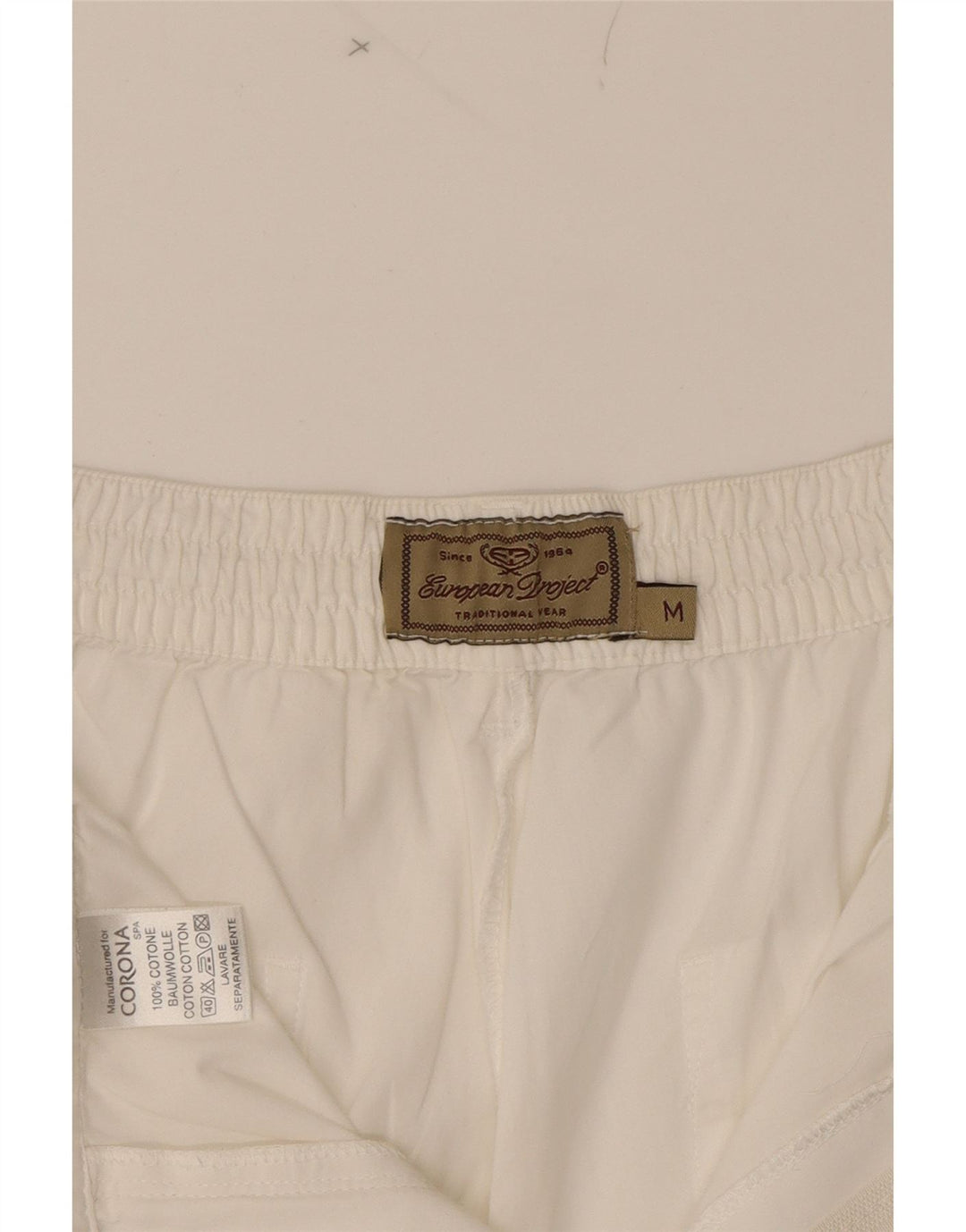 EUROPEAN PROJECT Mens Chino Shorts Medium W32 White Cotton Vintage European Project and Second-Hand European Project from Messina Hembry 