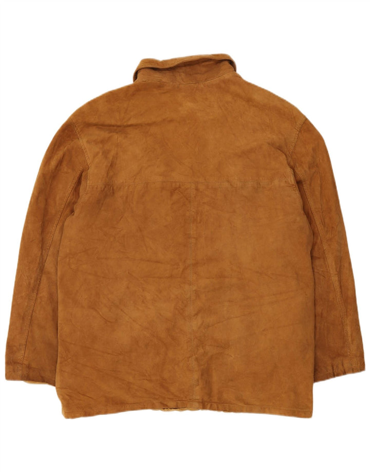Giacca oversize da uomo in pelle scamosciata VINTAGE IT 48 in pelle marrone medio