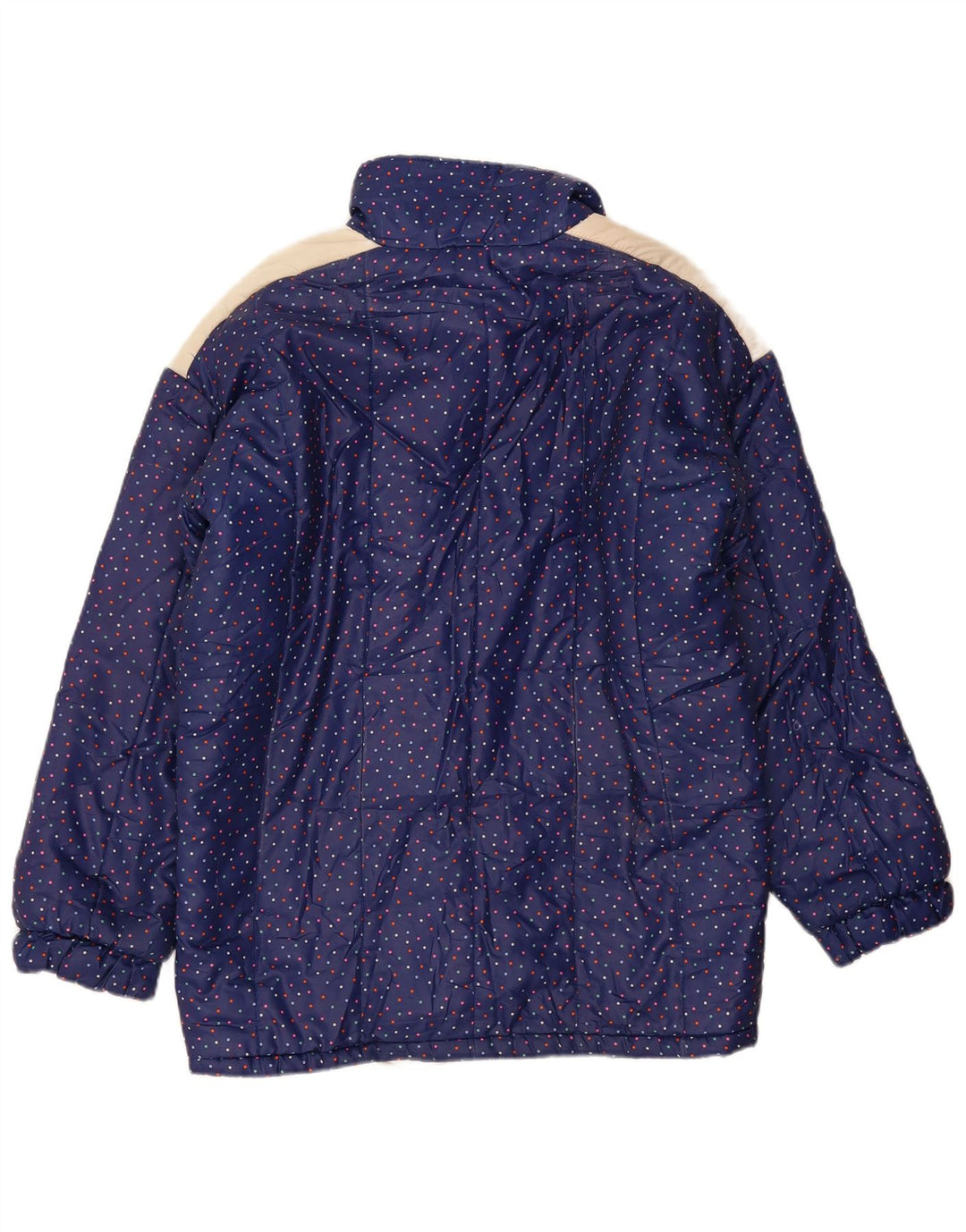 Giacca imbottita vintage da donna IT 48 XL Blu Navy maculato