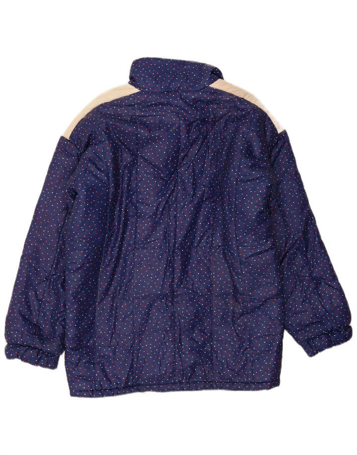 Giacca imbottita vintage da donna IT 48 XL Blu Navy maculato