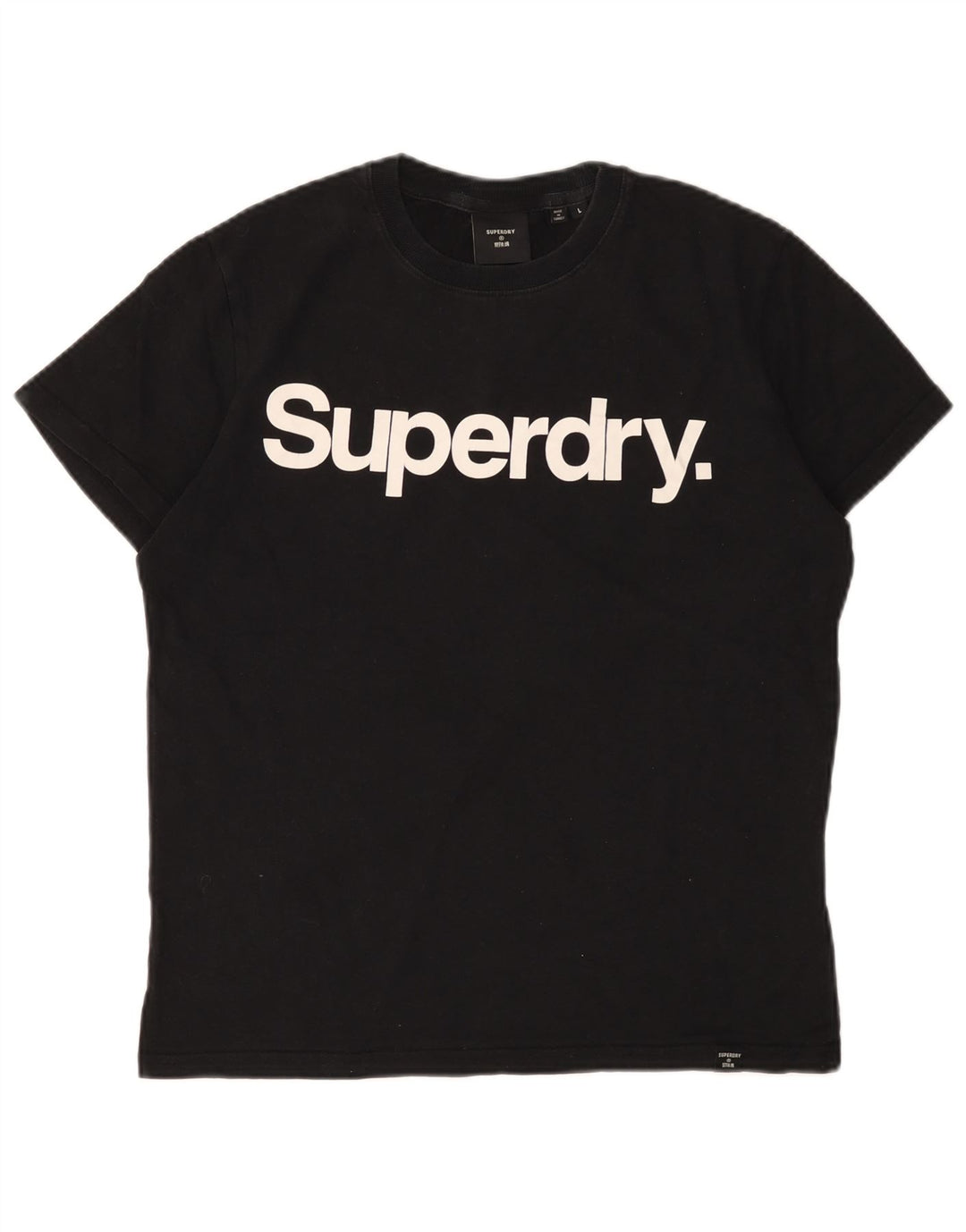 T-shirt grafica da donna SUPERDRY Top UK 16 grande cotone nero