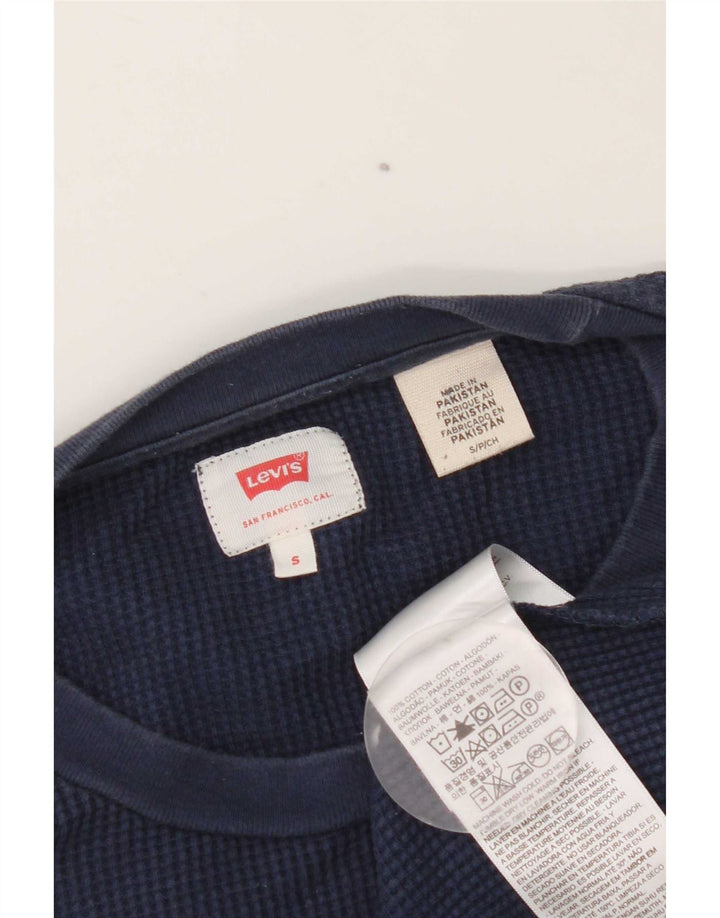 Levi's Top da uomo a maniche lunghe piccolo in cotone blu navy
