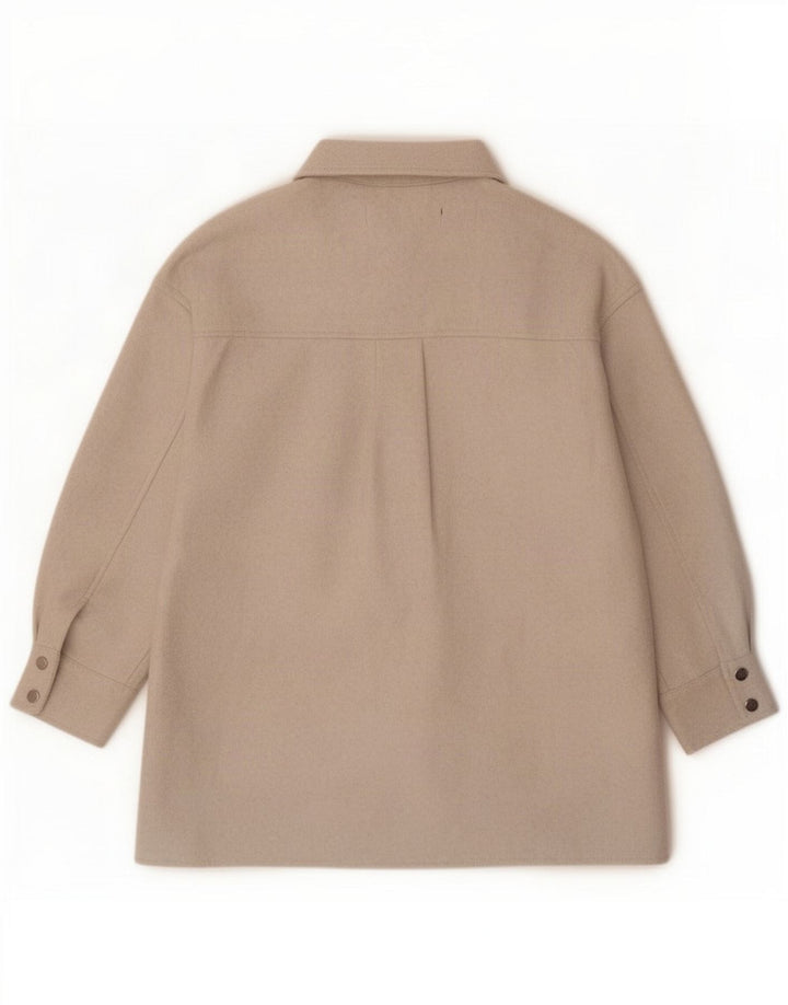 Zara Giacca Shacket oversize da donna UK 10 Small Beige Poliestere