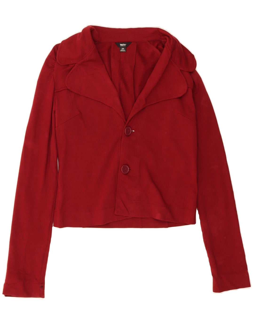 MOSSIMO Womens 2 Button Crop Blazer Jacket UK 6 XS Red Cotton Vintage Mossimo and Second-Hand Mossimo from Messina Hembry 