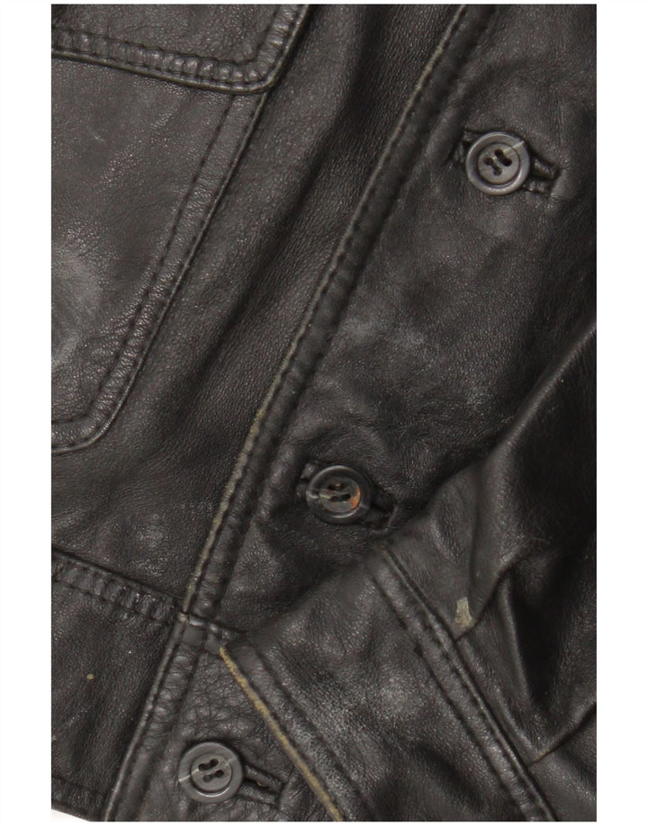 Giacca in pelle vintage da donna UK 12 media nera