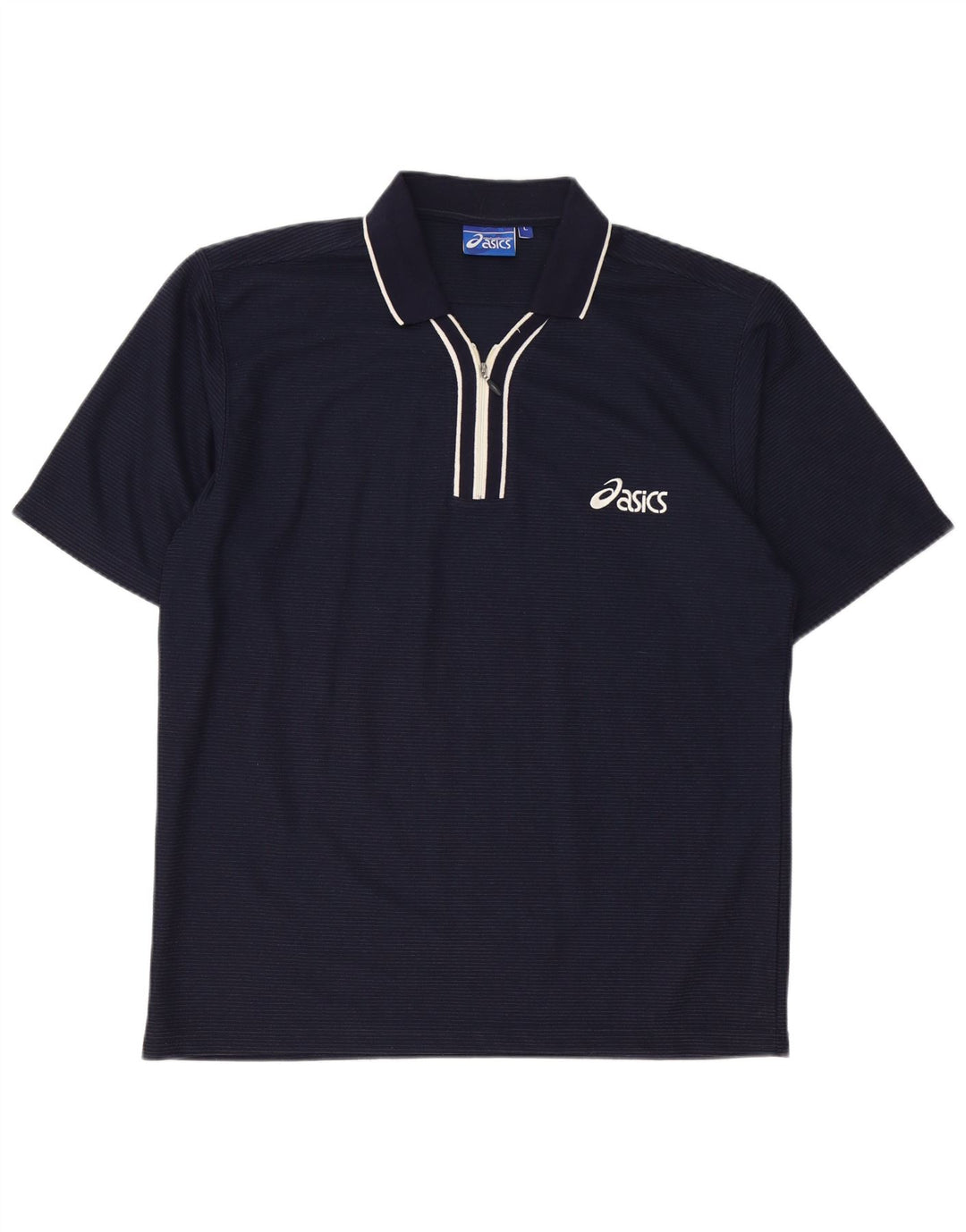 Polo ASICS da uomo grande in cotone gessato blu navy