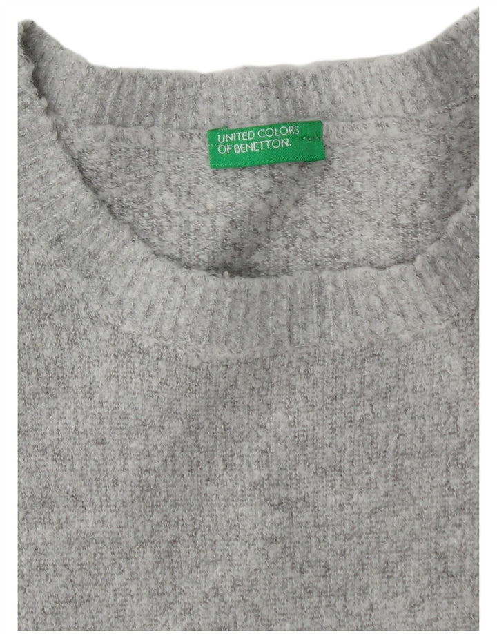 Maglione maglione girocollo con grafica da donna Benetton UK 12 Grigio medio chiazzato