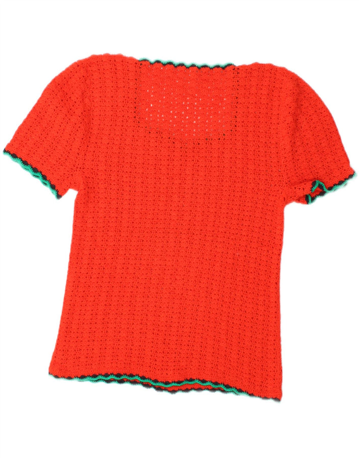 VINTAGE Womens Crochet Blouse Top UK 10 Small Red Vintage Vintage and Second-Hand Vintage from Messina Hembry 