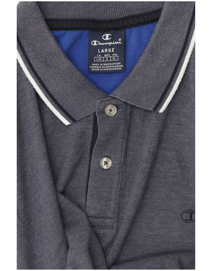 Polo da uomo Champion Large in cotone grigio