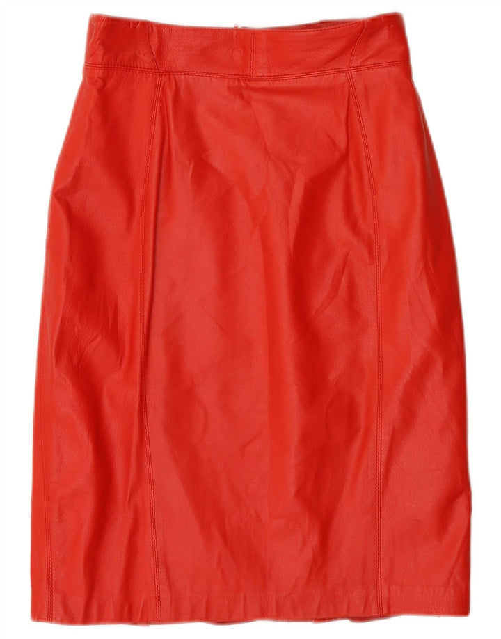 Gonna in pelle vintage da donna IT 42 media W26 in pelle rossa