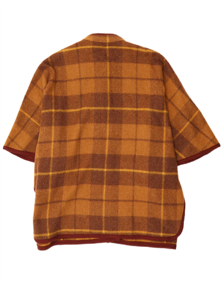Cappotto poncho vintage da donna vestibilità ampia, scozzese marrone, taglia unica