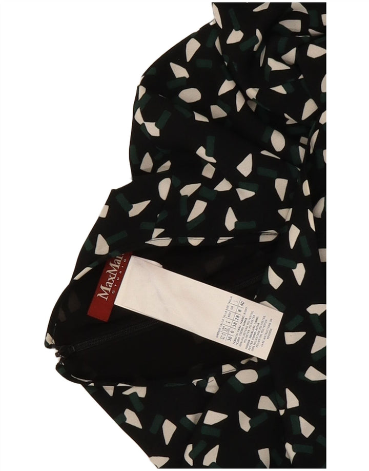 Abito a trapezio da donna Max Mara con maniche a 3/4 UK 8 Piccolo poliestere geometrico nero