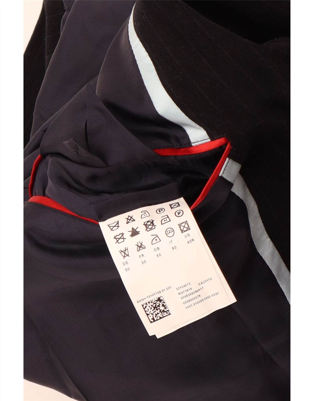 Giacca blazer da uomo a 2 bottoni HUGO BOSS EU 50 grande cotone gessato nero