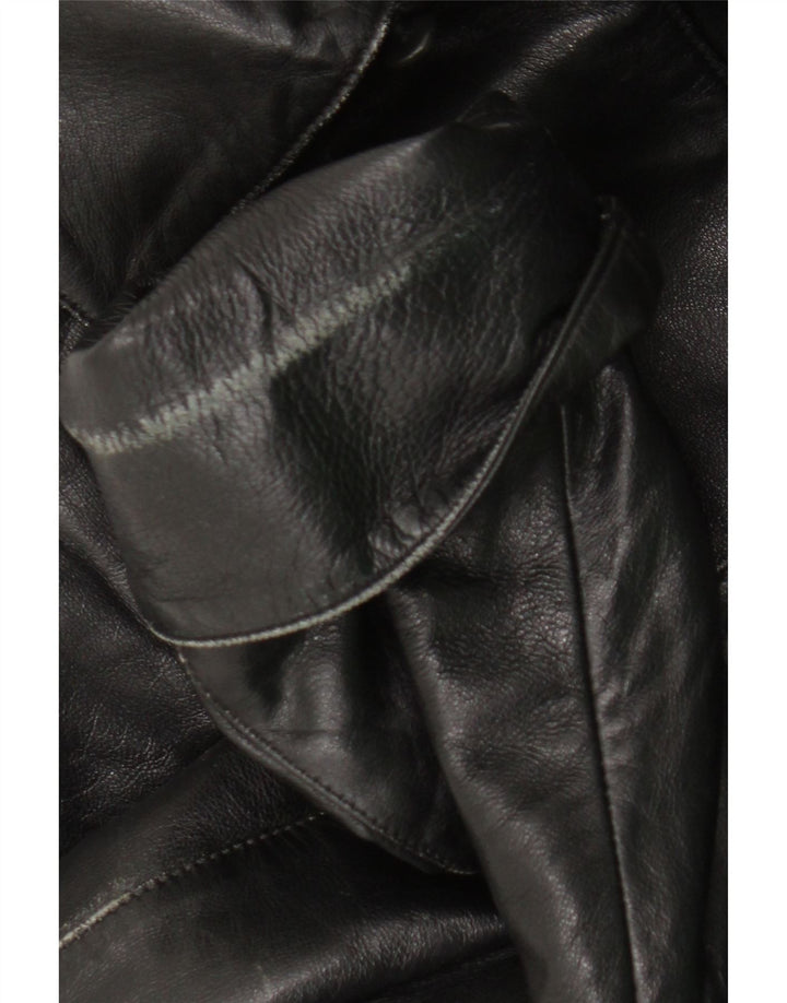 Cappotto in pelle vintage da donna IT 42 medio in pelle nera