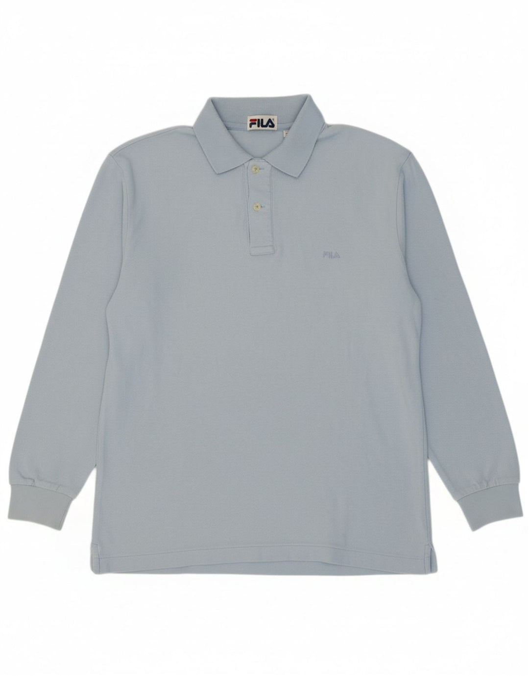 FILA Mens Long Sleeve Polo Shirt IT 48 Medium Blue Cotton Vintage Fila and Second-Hand Fila from Messina Hembry 