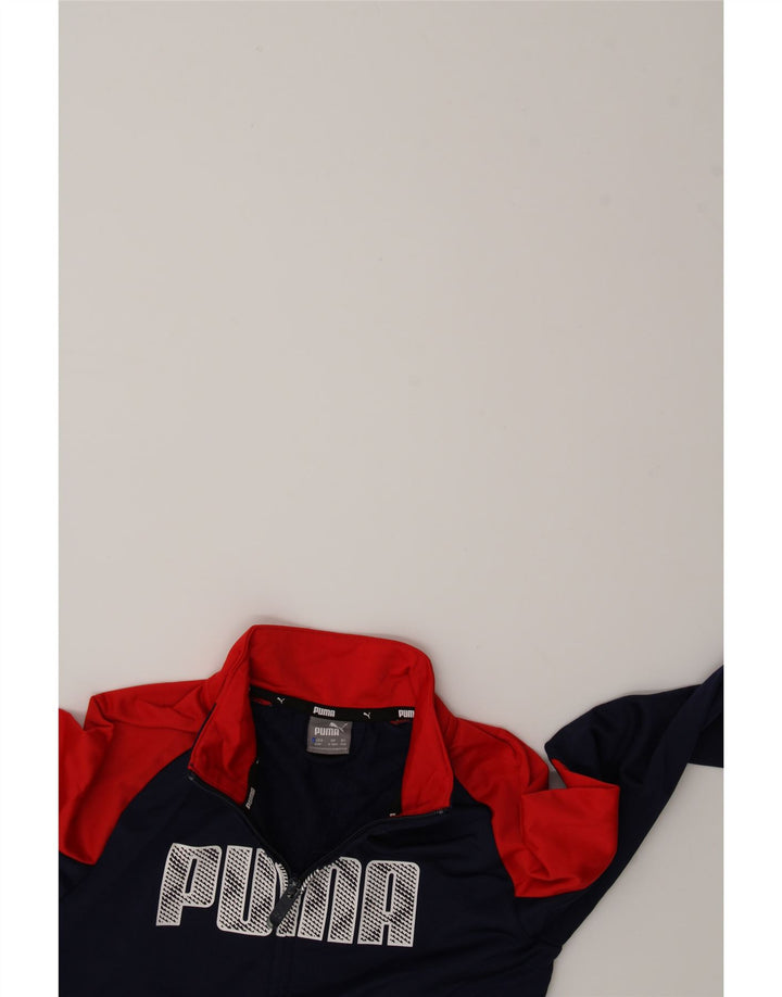 PUMA Boys Tracksuit Top Jacket 9-10 Years Medium Navy Blue Colourblock Vintage Puma and Second-Hand Puma from Messina Hembry 