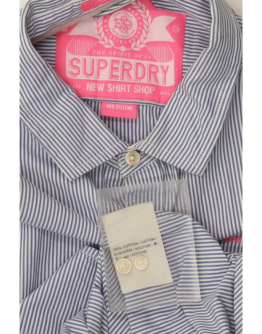 Camicia da uomo Superdry in cotone gessato blu medio