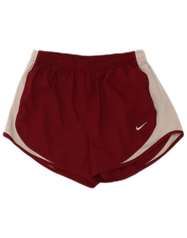 Pantaloncini sportivi Nike da donna Dri Fit UK 10 piccoli poliestere color block bordeaux