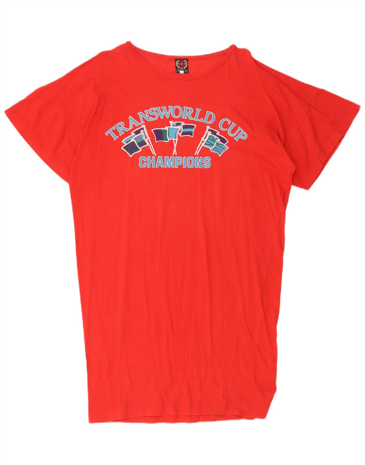 Abito t-shirt con grafica oversize da donna vintage IT 42 cotone rosso medio