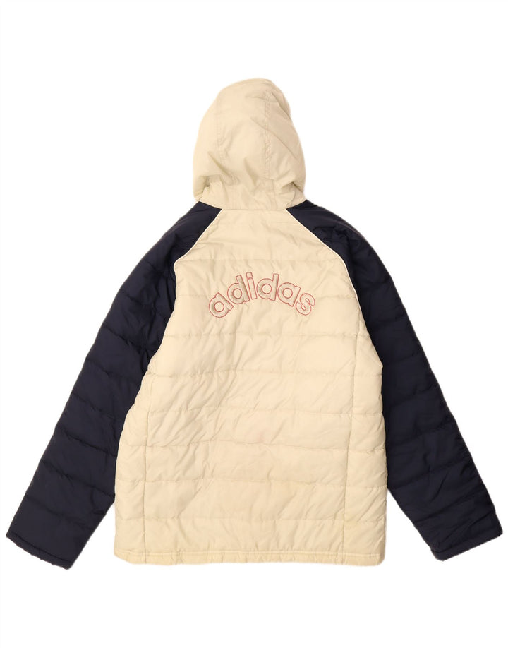 Giacca imbottita con cappuccio grafica Adidas da ragazzo 15-16 anni Colorblock bianco