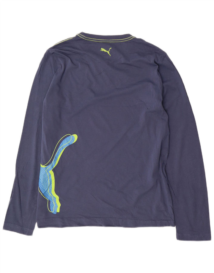 Puma T-shirt grafica da uomo a maniche lunghe grande in cotone blu navy