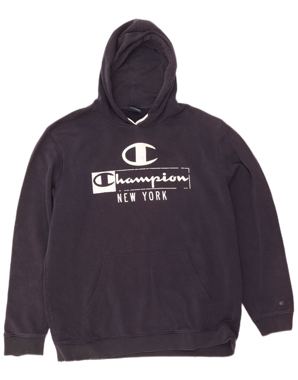 Maglione con cappuccio grafico da uomo Champion 2XL Blu navy