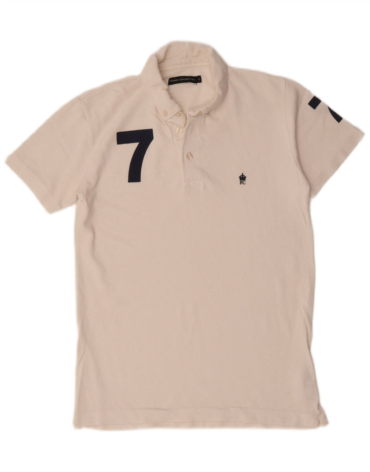 Polo grafica da uomo French Connection piccola in cotone bianco sporco